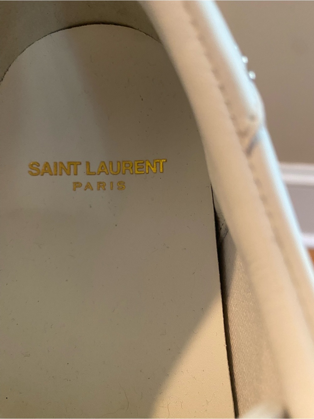 Saint Laurent White Leather Low-Top Sneakers with Stud Logo - Picture 8 of 15